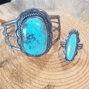 Ss Turquoise bracelet and ring